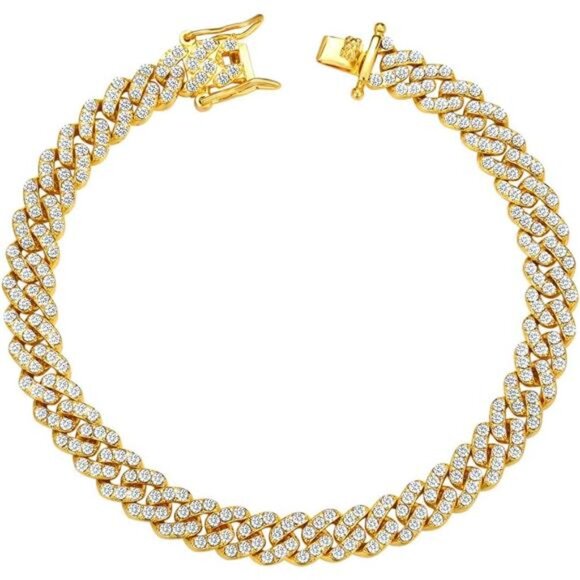 Cuban Link Anklets for Women Plus Size Large Ankle Bracelets Gold Silver - Picture 1 of 4